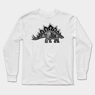 Stegosaurus Lace - Black / Grey Long Sleeve T-Shirt